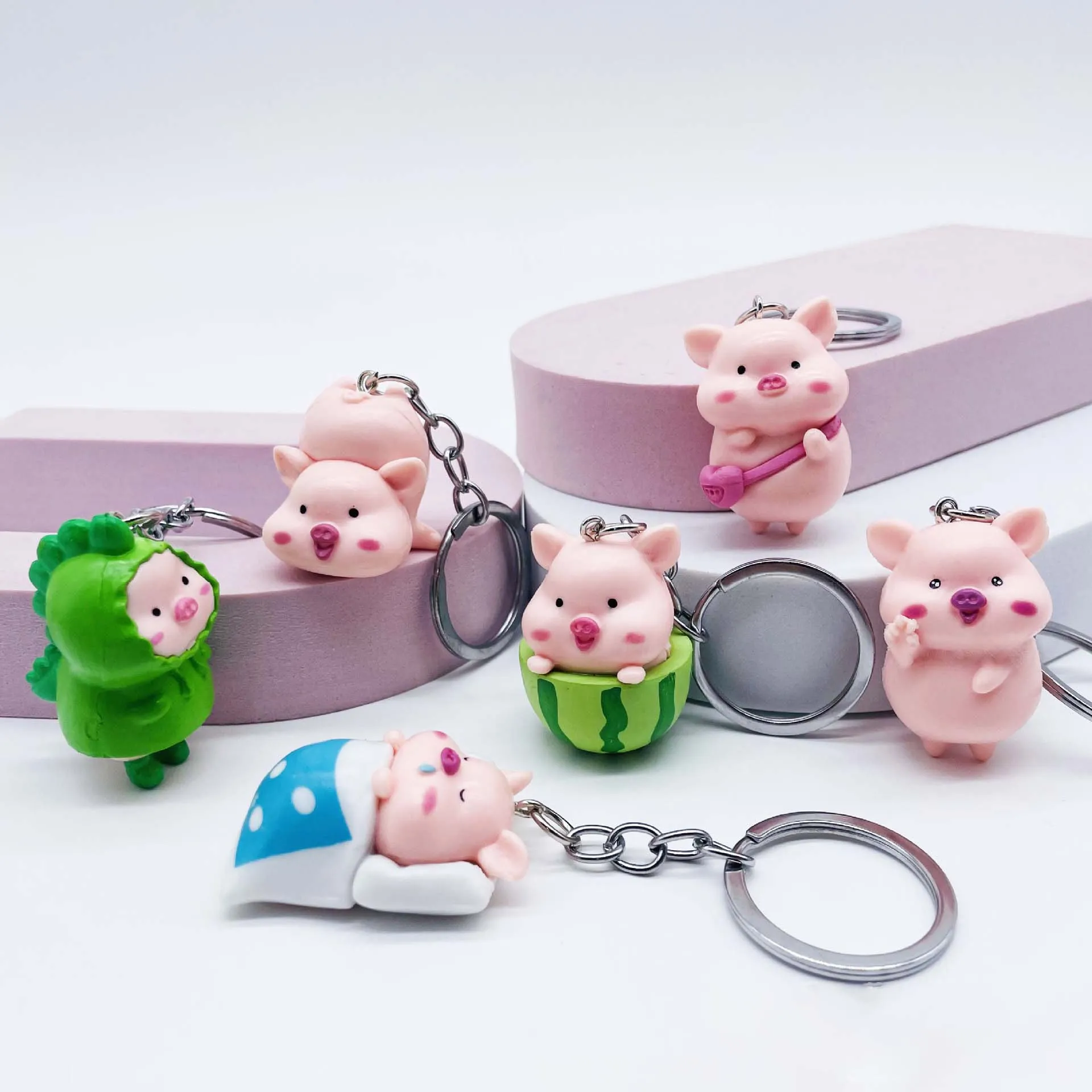 RAIDIN Acrylic Cute Pig Keychain For Women - 1.69" Tall, Gift For Pet Lovers, Car Keys, Purse