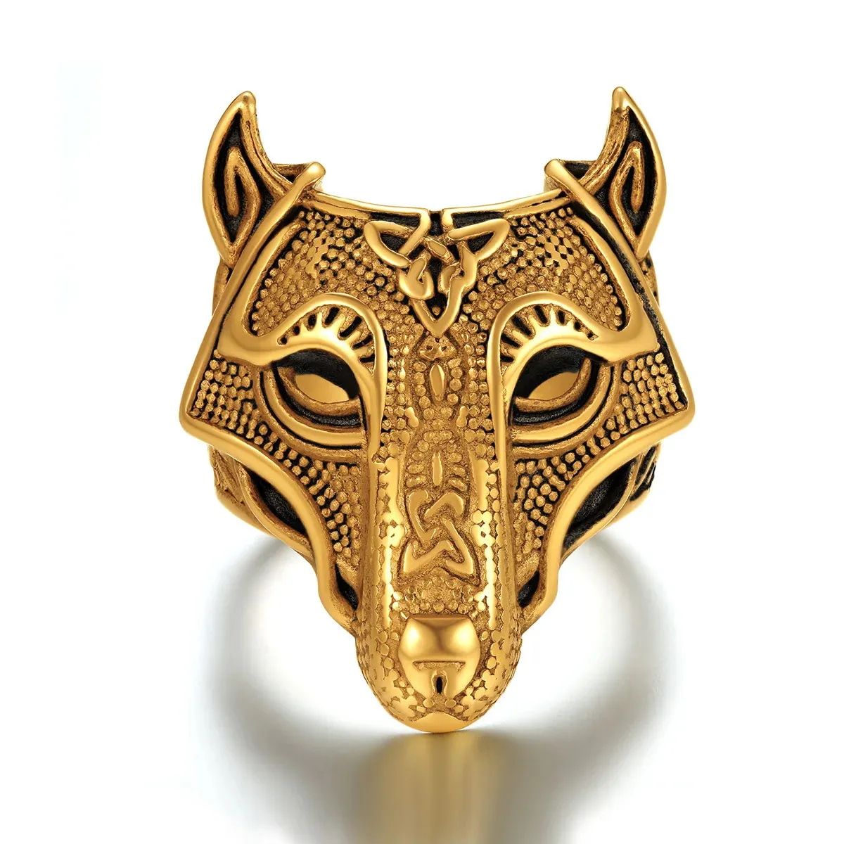 Mens Amazing Tiger Head Ring Exquisite Workmanship Spirit Animal Size #7#14316l Stainless Steel18K Goldplated CP423240412