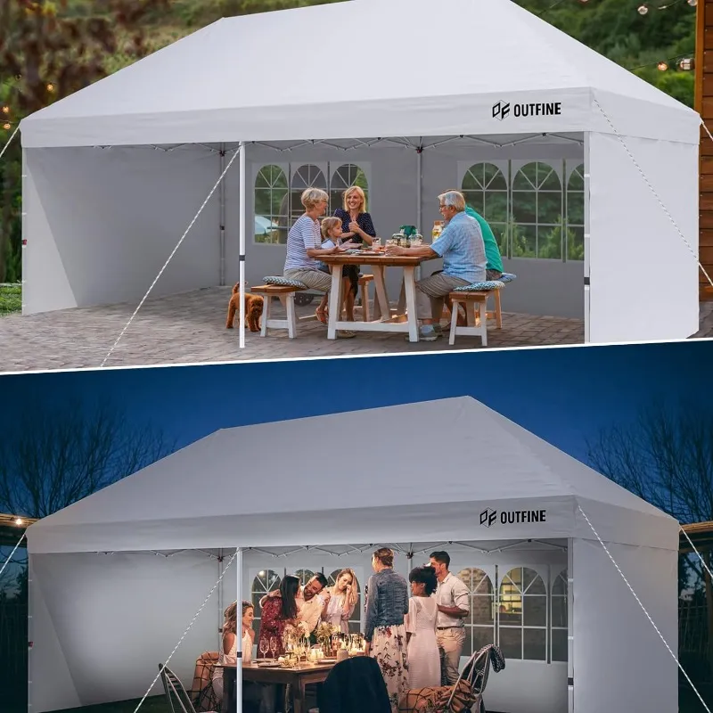 COBIZI 10x20 Pop Up Canopy Tent – Commercial Heavy Duty Waterproof Gazebo With Thickened Hex Steel Frame, Black