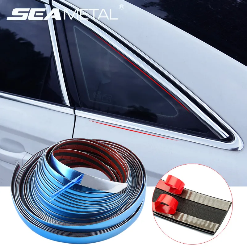 Seametal 3/5m per auto esterno Cromo cromato Bumper Auto Porta Auto Morming Styling Adesivo di rivestimento Accessori per auto da 10 mm 20 mm Accessori