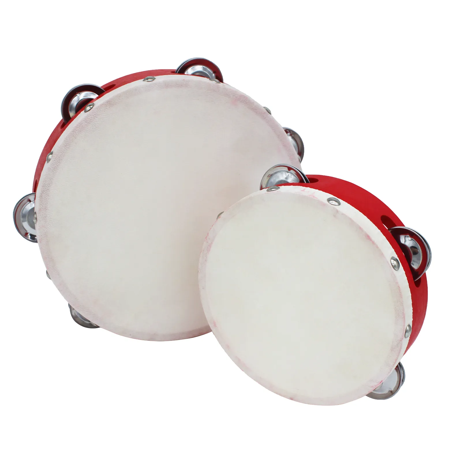 Handcrafted 10 Sheepskin Single-Row Tambourine with 8