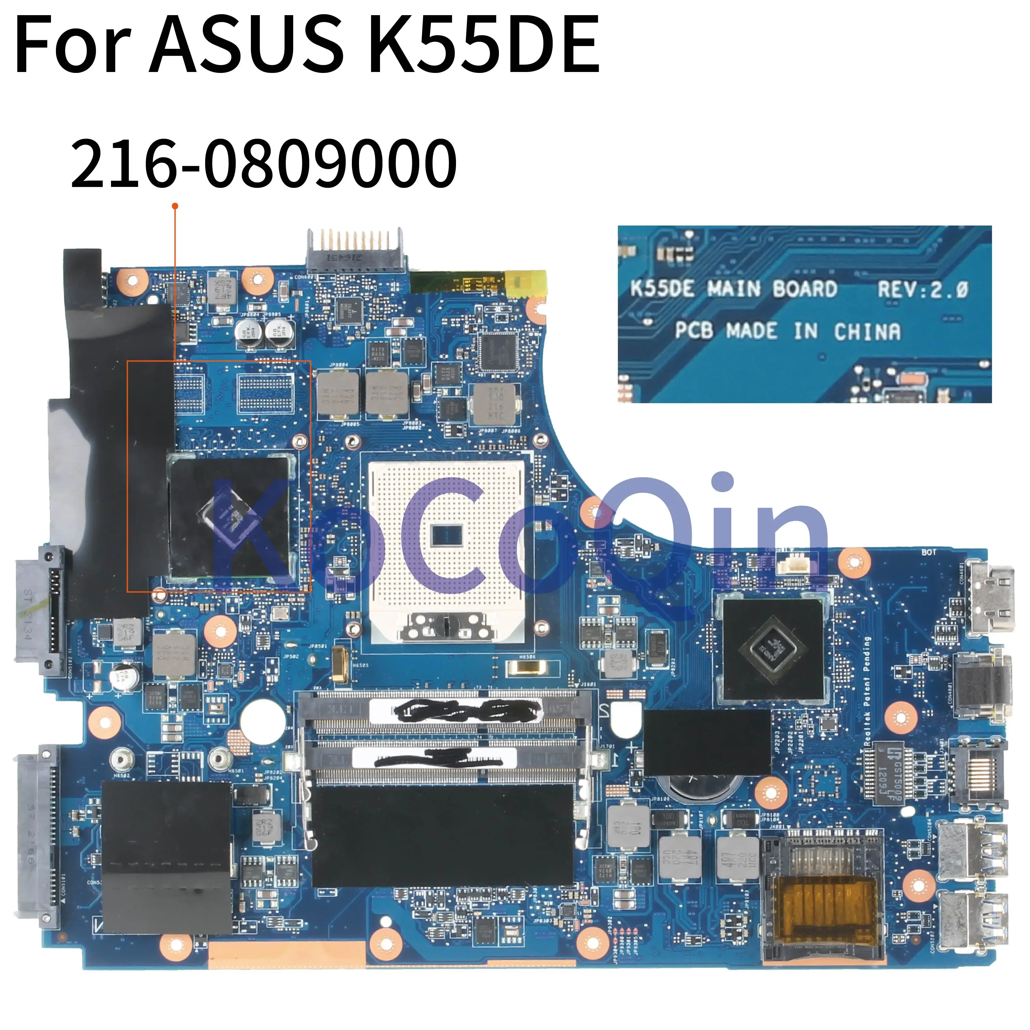 Материнская плата матери Материнская плата ноутбука для Asus K55DE K55DR Mainboard Rev.2.0 AMD 2160809000