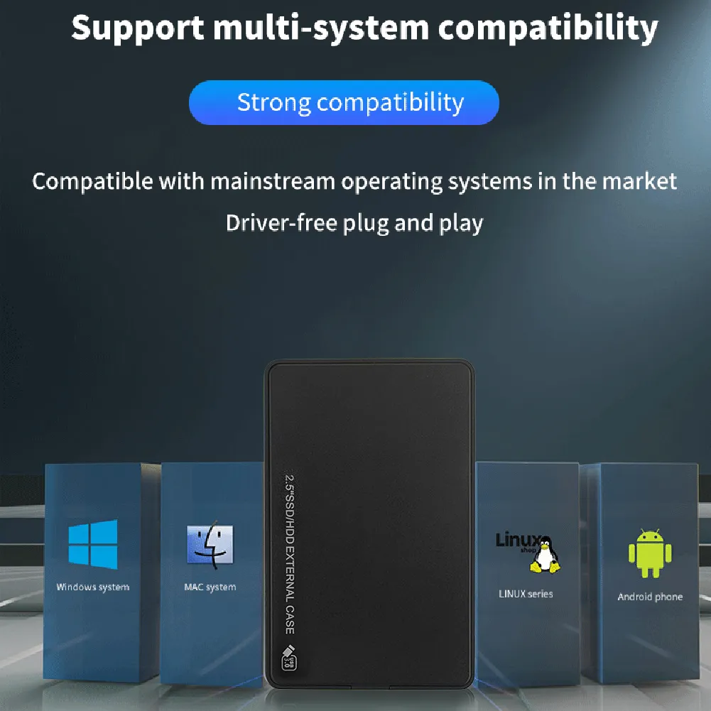 5 SATA External HDD Case: Portable USB 3.0 Hard Drive Enclosure for SSD ...