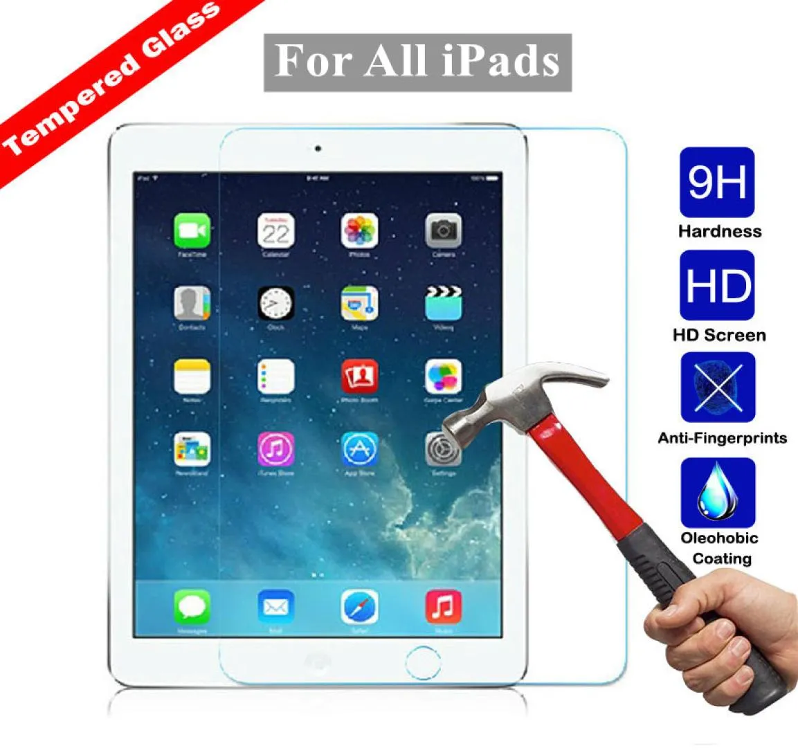 9H Premium Tempered Glass Screen Protector Film For iPad Pro Air 4 Air4 109 2020 11 7 8 102 105 97 2018 Mini 2 4 5 6 Without P8859104