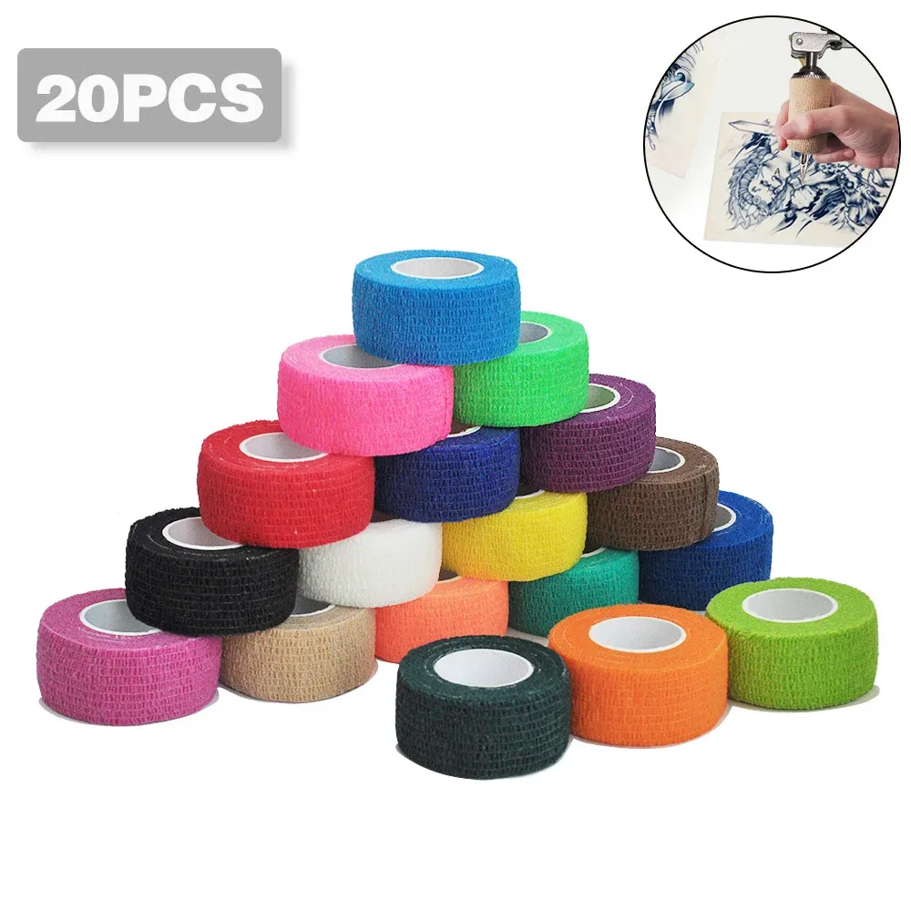 Leveranser 6/10/20 stycken 2,5 cm Bandage Tattoo Sports Wrap Tape Självhäftande Elastiskt Bandage Tape Tattoo Permanent Makeup Accessories