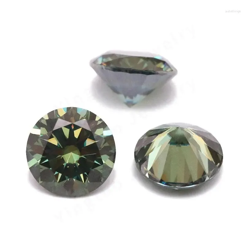 Loose Diamonds Moissanite Stone Rond Emerald Green Gemstones 5mm 0.5ct Melee Make Jewelry DIY