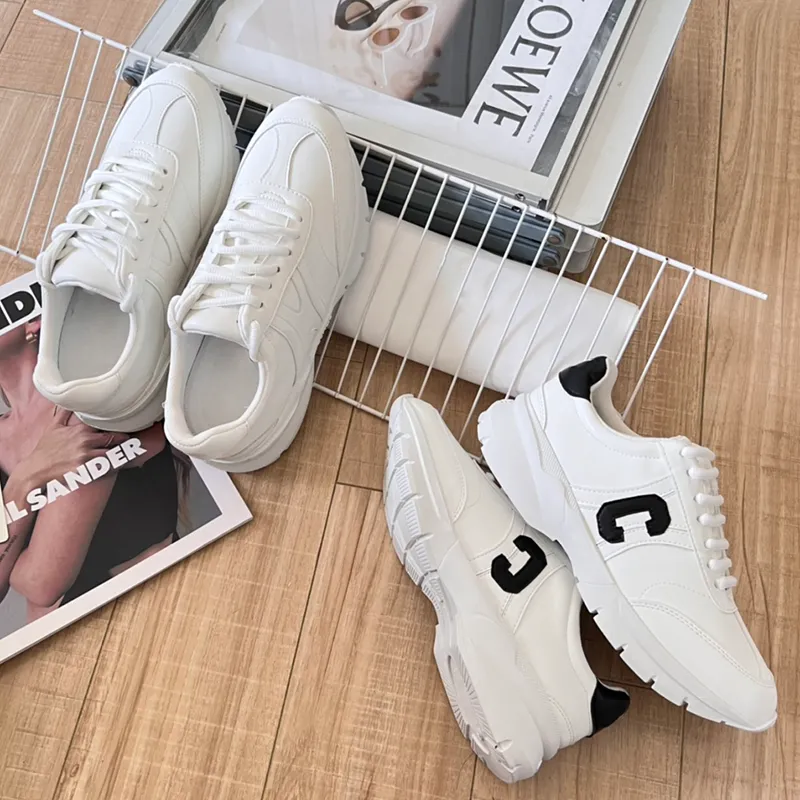 مصمم نسائي أحذية باريس الفاخرة CR-01 02 Calfskin Sneakers Women Triple White Black Sports Shoe Lady Cel Leather Platfor