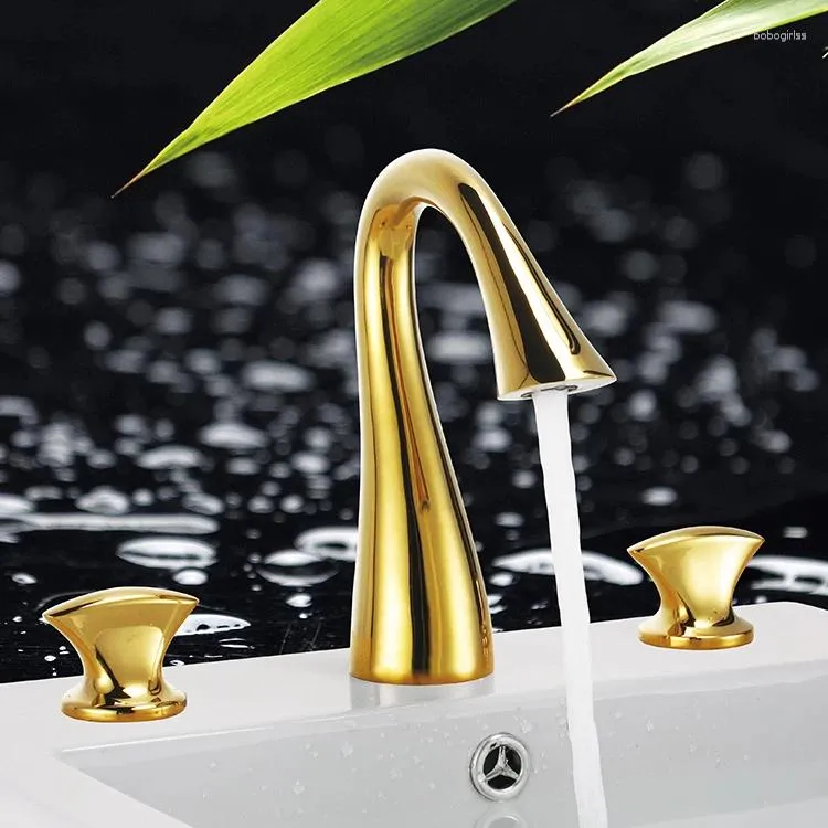 Torneiras de pia do banheiro Free Ship Free Contemporary Waterfall Brass Ti-Pvd Torneiro de torneira