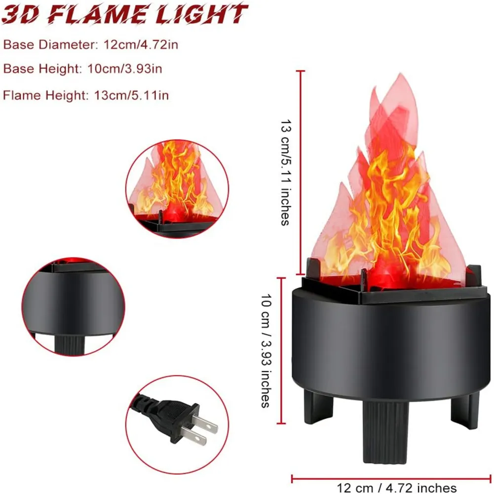 Realistic 3D LED Fake Fire Flames Effect Lamp Electric Campfire Light ...