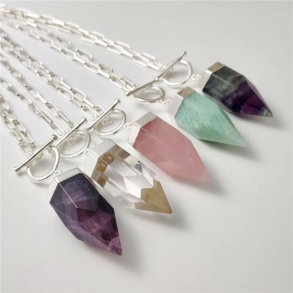 Bulk Lot 24 Natural Amethyst Pendant Necklaces – Raw Purple Crystal Charms, Unprocessed Stone