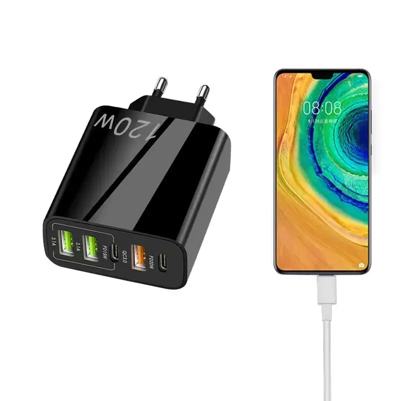 120W GaN USB C Charger Block Powerful New Type C Phone Charger With 4 Ports High Speed Fast Safety Charger For Phone Tablet