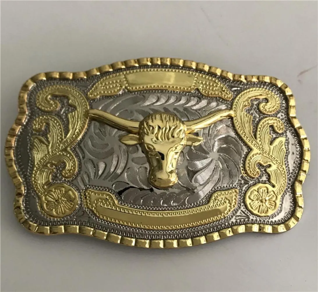 1 pcs Cool Silver Gold Bull Western Cowboy Belt Buckle for Men Hebillas Cinturon Jeans Belt Head7665270