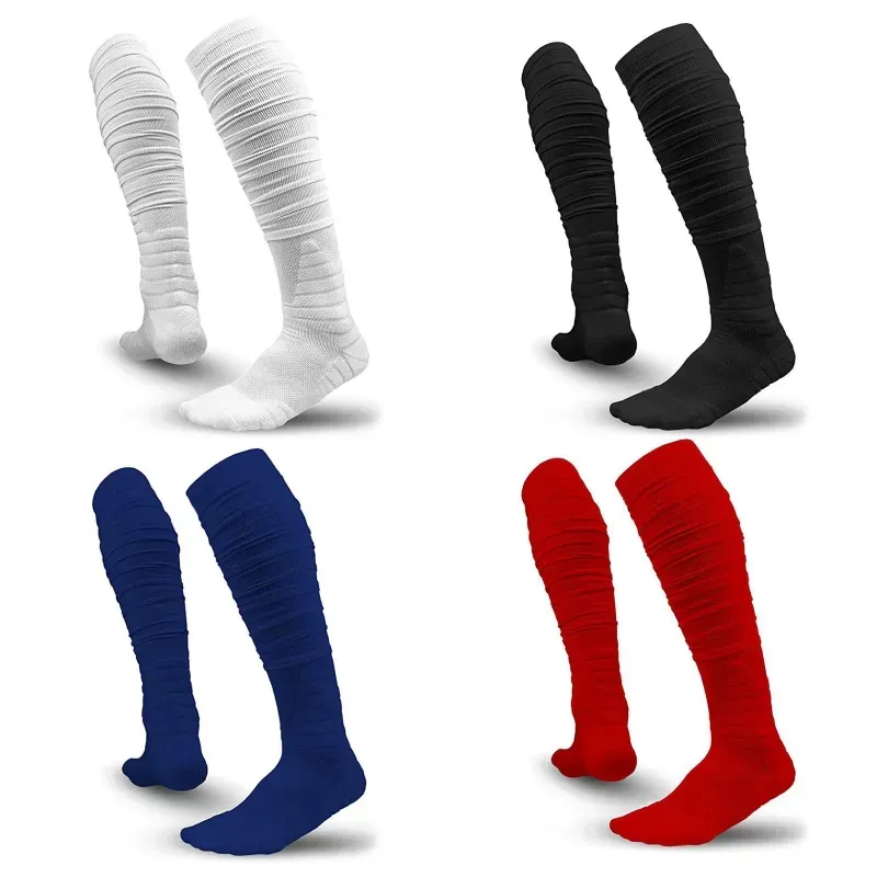 Chaussettes 2 pièces de football chaussettes pour hommes femmes adultes pile les chaussettes américaines football extra-longs extra-longs accessoires sportifs en plein air