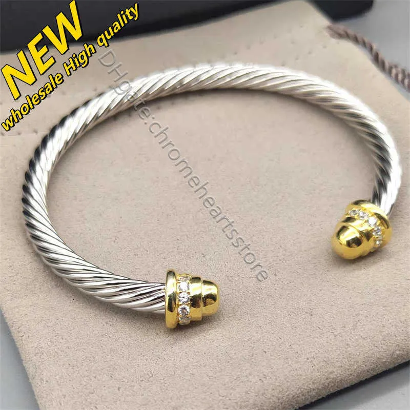 Armband charm Bangle Silver Fashion Women Twisted Armband Hook 5mm Cuff Wire Woman Designer Kabel smycken utsökta tillbehör Topptrender gåvor 7pls