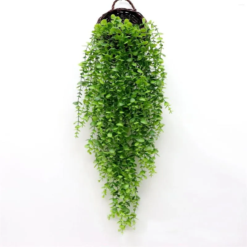 Fleurs décoratives 68cm 5 fourchettes Eucalyptus Vines Mur artificiel suspendu Garland Fake Plant pour le mariage Room de maison Décoration de jardin Plastic