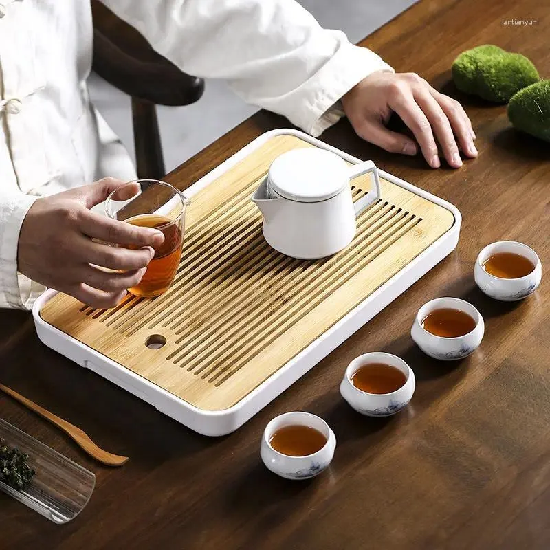 Plateaux de thé en bambou simple japonais petit plateau rangement d'eau domestique carré gongfu gongfu commercial cadeaux