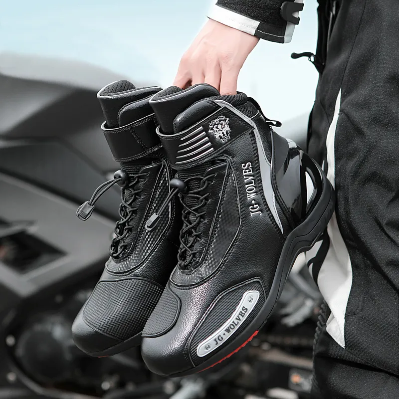 Men Women Motorcycle Boots Microfiber Leather Motocross Off-Road