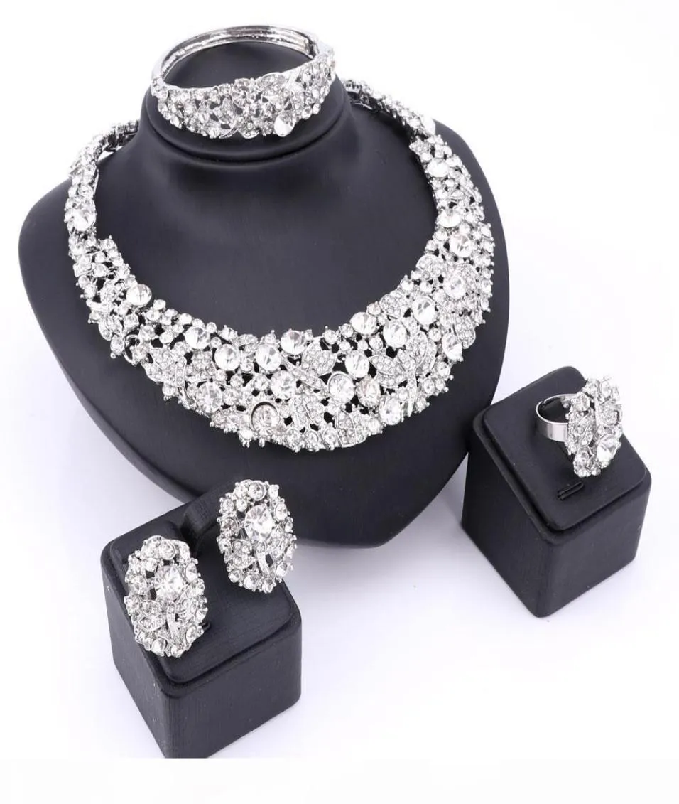 Modne zestawy biżuterii dla kobiet ślub ślubny naśladowany kryształowy pendant dama kostium oświadczenie Naszyjnik 6513680