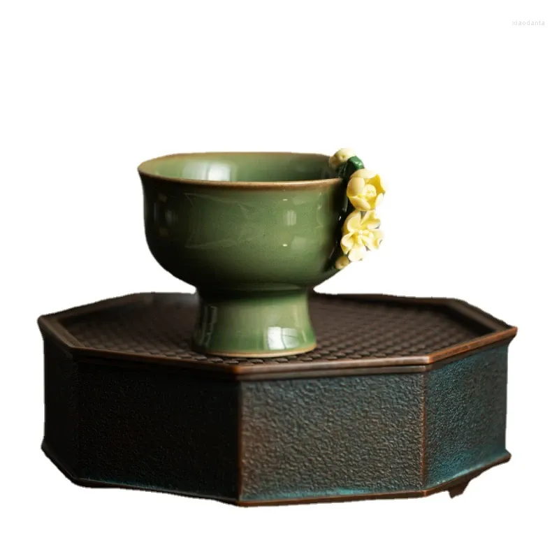 Mugs Creative Tea Cup Vintage Goblet Master Ceramic Handmade Pinch Flower Small Bowl Teaware