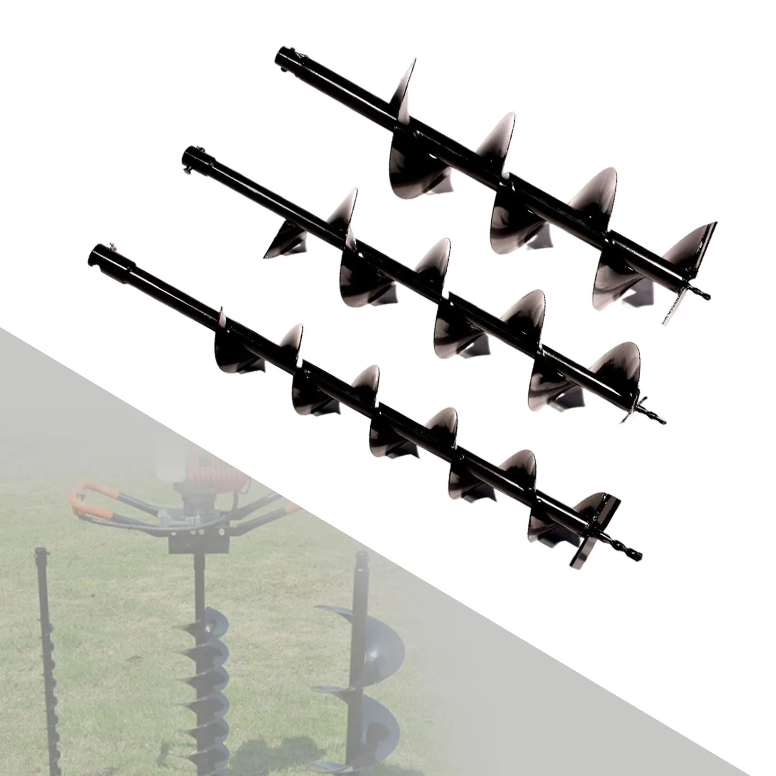 Earth Auger Drill Bit Set - 4", 6", 8", 10", 12" Sizes For Post Hole Digging (Fits 3/4" Shaft)