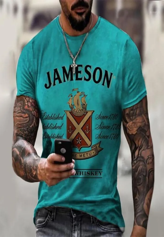 Men039s TShirts Summer Street Jameson Irish T Shirt Fashion Short Sleeve Tees Male 3D Printed Oversize Tops Graphic Pullover T6219817