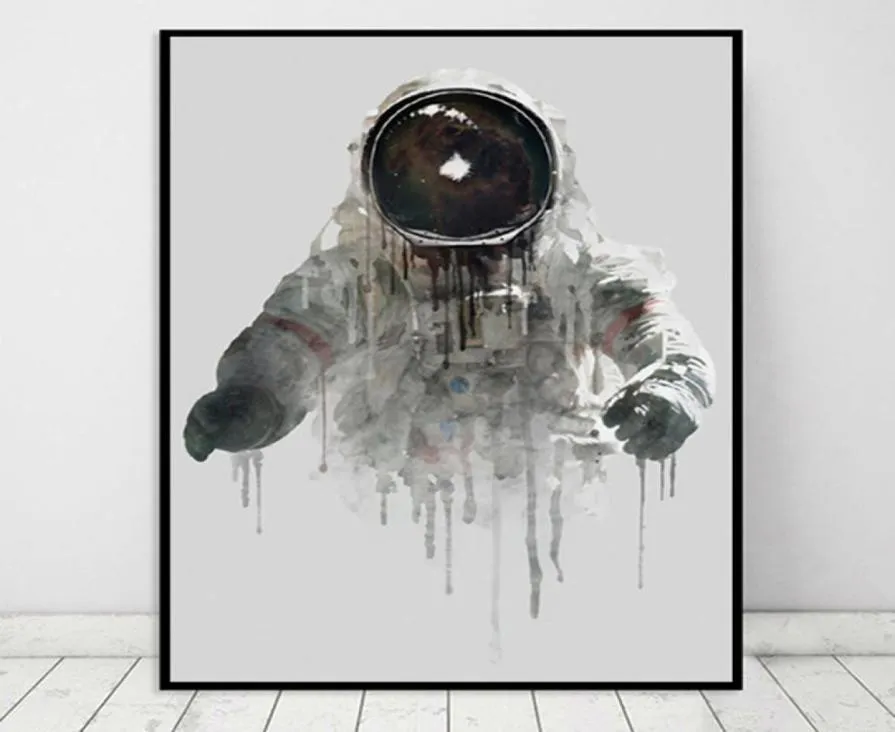 Modern Abstract Ink Astronaut Poster och tryck Canvas Målningar Väggkonst Bilder för vardagsrum Hem Dekoration Cuadros nr FR5418887