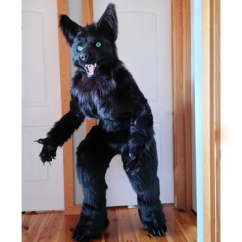 2024 Halloween Black Wolf Husky Mascot Costume Custom Fancy Costume Anime Kit Mascotte Theme Fancy Dress