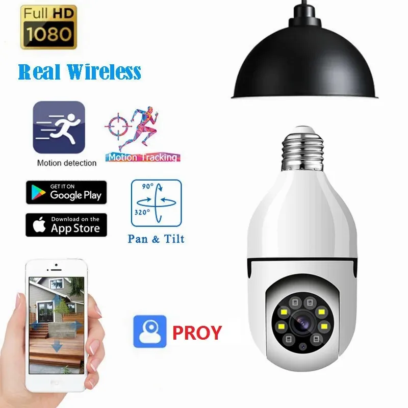 5G WiFi E27 Bulb Surveillance Camera Night Vision Wireless Home Camera da 4MP CCTV Video Security Camera Proia Alexa Google Home
