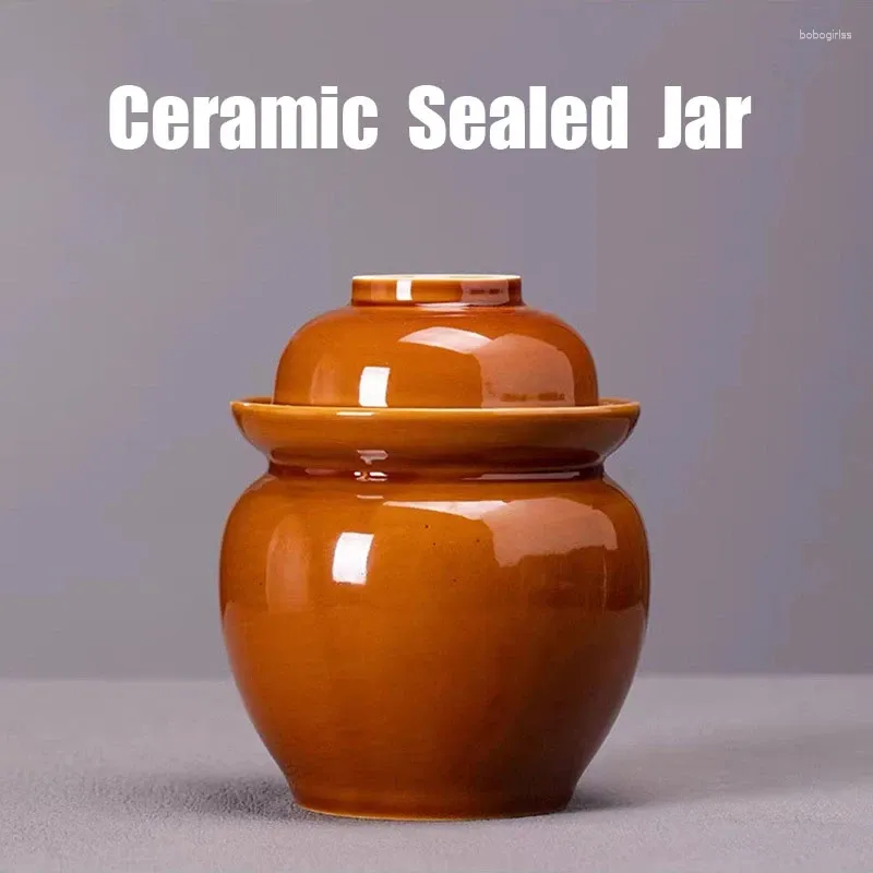 Garrafas de armazenamento Jar de picles de cerâmica à moda antiga Mini-alimentos em conserva de contêiner de cozinha de mel organizadores de chucrute de mel