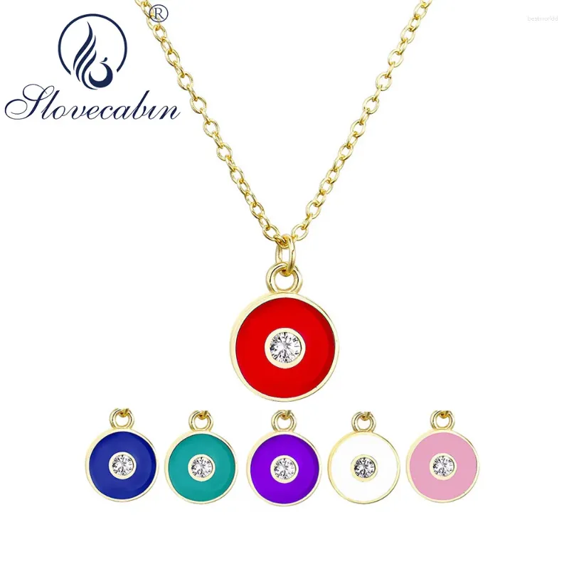 Pendants eslovecabin 925 plata esterlina colgante redondo simple collar de cadena larga para mujeres joyas finas minilistas de alta calidad joyería