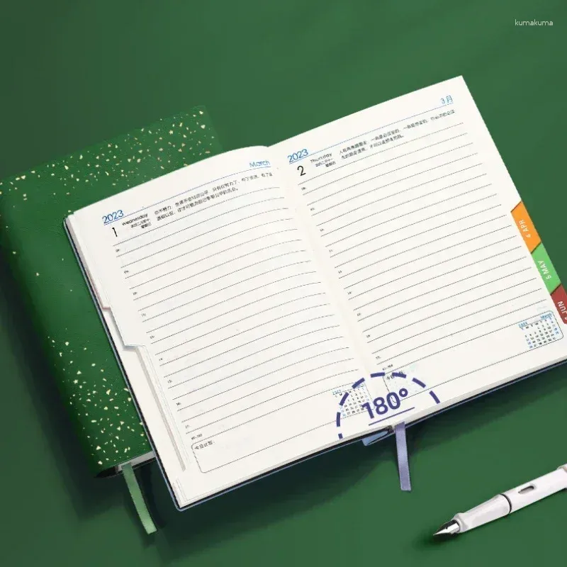 Leder -Effizienz -Agenda Office Notebook PU 2024 Ein Gesicht pro Seite Bindungsreihe Thread Day Book Business