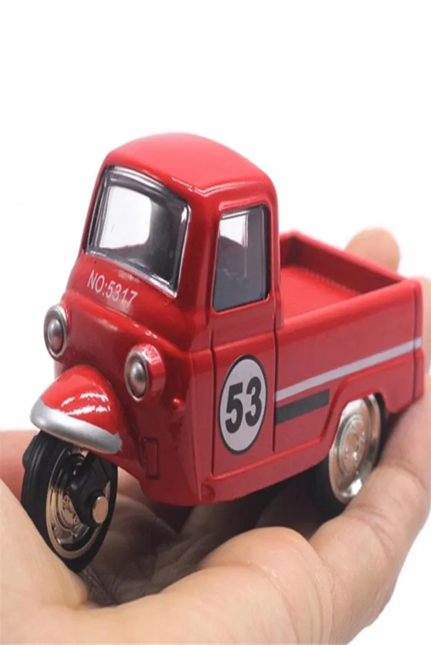 Мини -сплав Пластиковый трехколесный царапик ретро -моделирование трехколесных мотоциклевых игрушек Diecast Autorickshaw Model Toys For Kids Gifts 226803244
