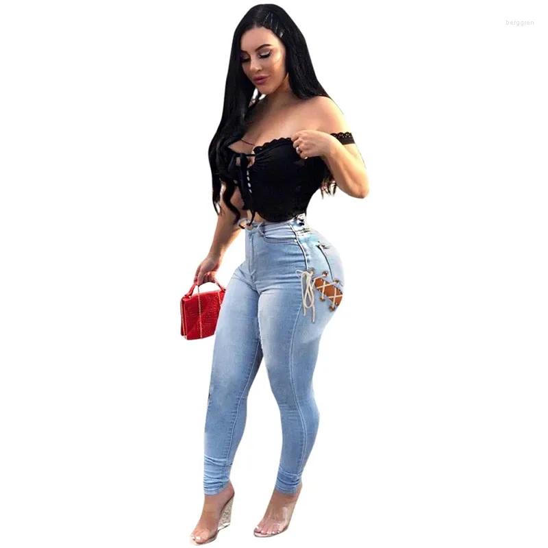 Plus size lace up jeans clearance