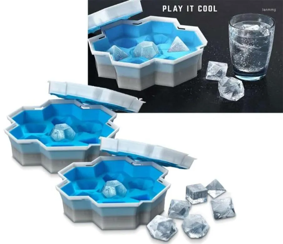 Bakvormen siliconen 7 vorm diy dobbelstenen ijsbladen schimmel game mini cube trays met deksels whisky herbruikbare ambachten gereedschap4111675