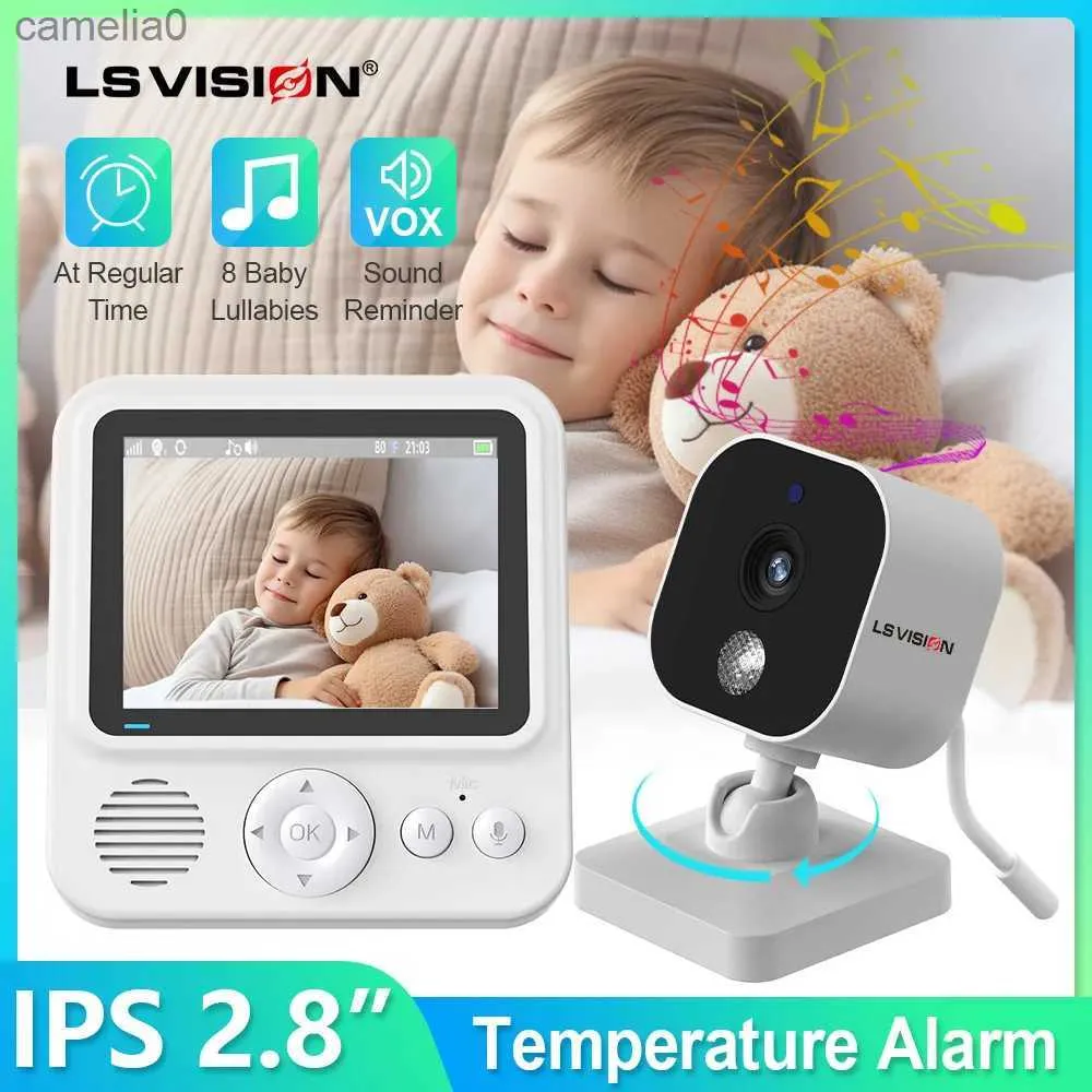 Baby Monitors LS Vision Wireless Video Baby Monitor 2,8-tums IPS-skärm Night Vision Temperatur Batteri Monitor 2-vägs Audio Call Vox Kitc240412