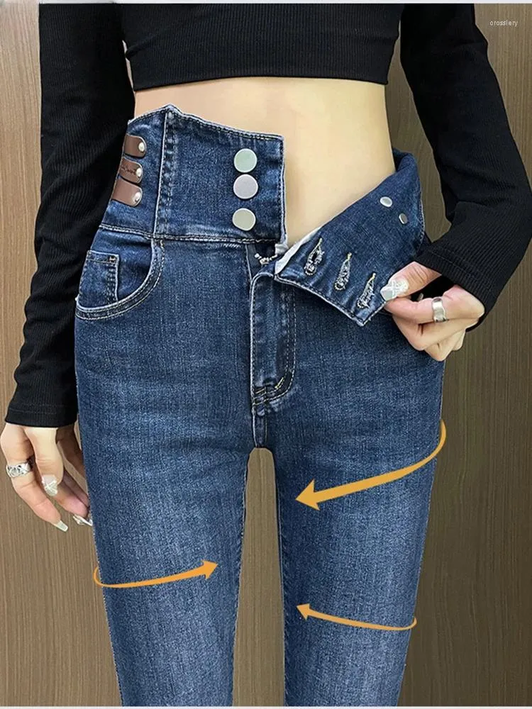 Jeans pour femmes femme coréenne streetwear stretch pantalon denim skinny hight crayon printemps vintage décontracté slim vaqueros