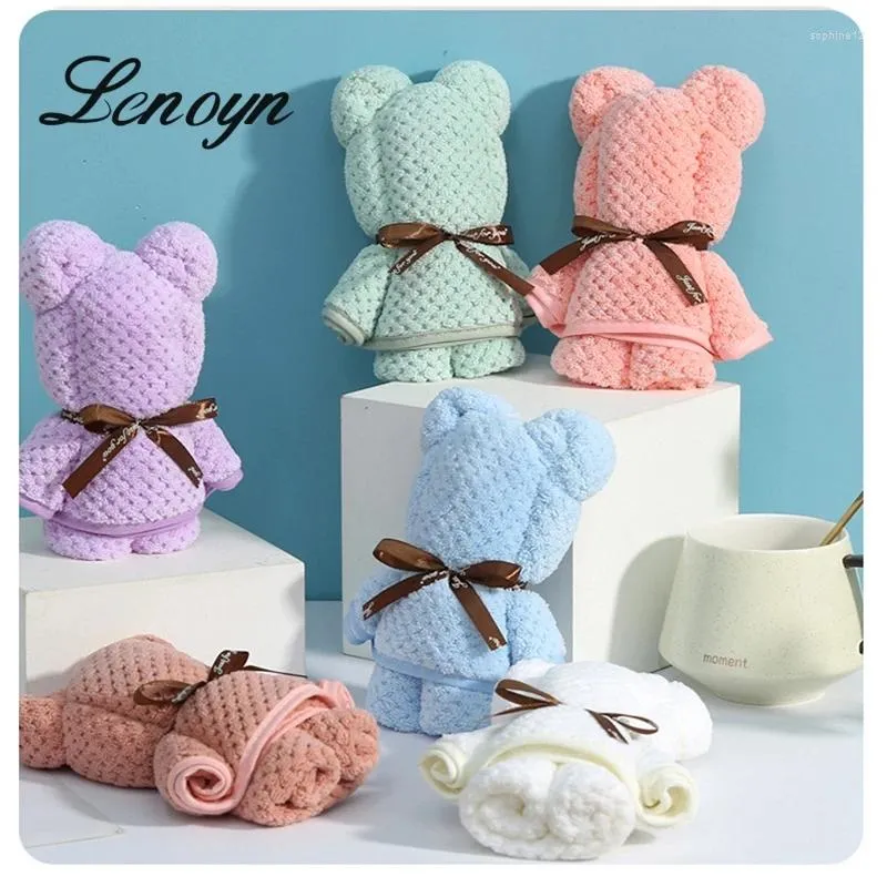 Towel Lenoyn Coral Velvet Bear Shaped Washing Set Creative Little With Hand Gift Tote Bag Activity