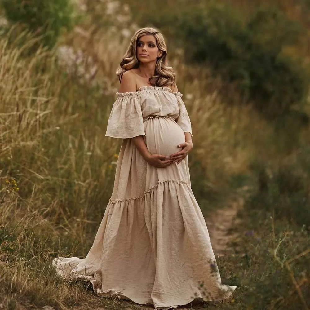 boho pregnancy dress Maternity for Photo Shoot Boho Maxi Dress Beach Wedding YW230308 12-14 / Picture Color Size + Fit Length Aspen Boho Maternity Photoshoot Dress