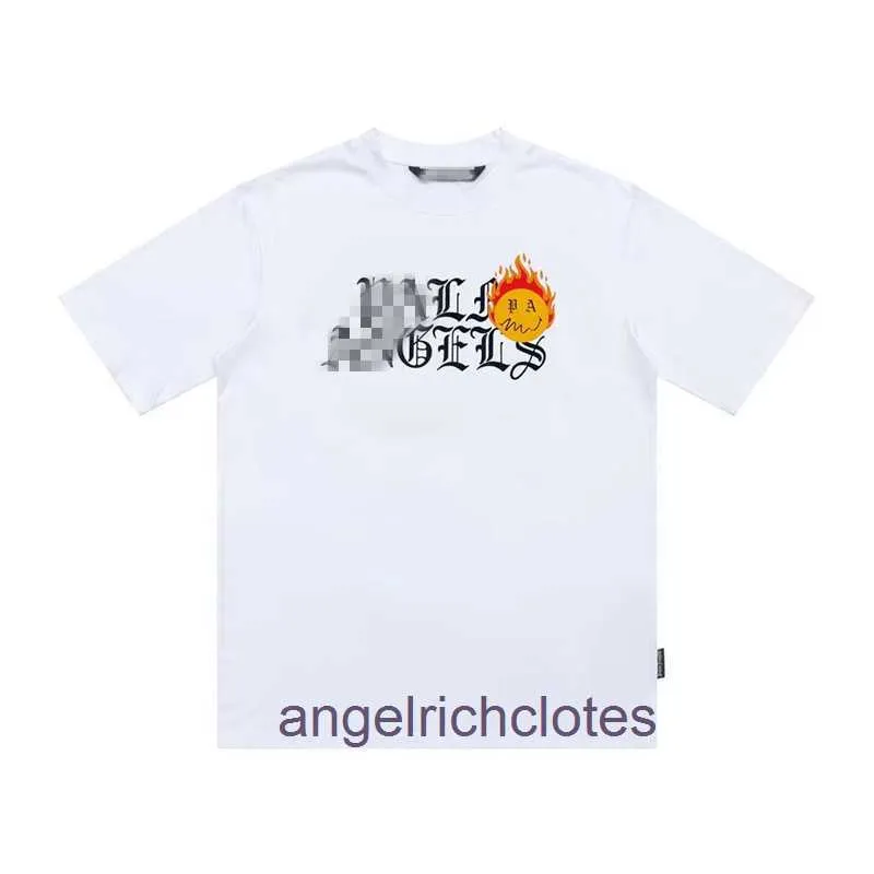 PAA角度のハイエンドデザイナーの服Chaopai Flame Smile Letter Print Mens and Womens Fashion and Trendy Couple 1：1のオリジナルラベル付きのゆるい半袖Tシャツ