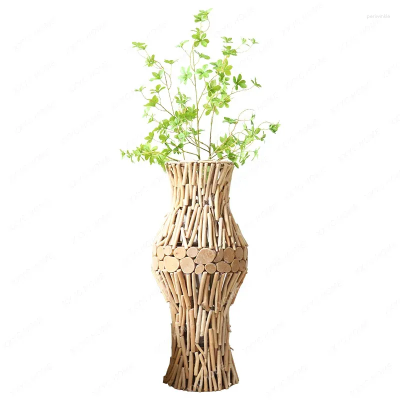 Vases Nordic Minimalist Style Wooden Floor Vase Living Room Flower Arrangement Decoration TV Cabinet Side