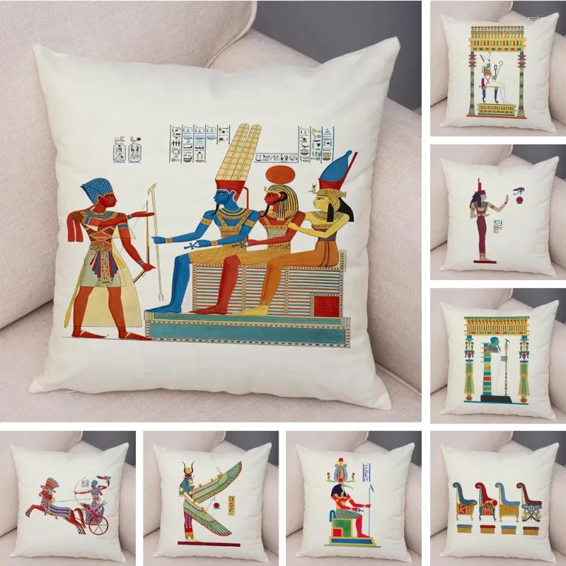 Kudde forntida Egypten totem farao täckdekor anubis dubbeltryck fodral för soffa hem mjukt plysch kast kudde