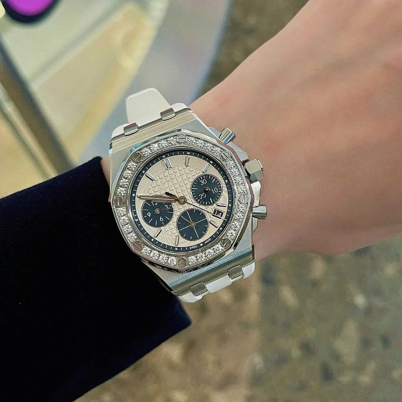 Designer Watch Orologi meccanici automatici di lusso Wang Ziwens cronografo multifunzionale con quadrante grande e neutro Diamine Diamond Inlay Movement Wristwatc