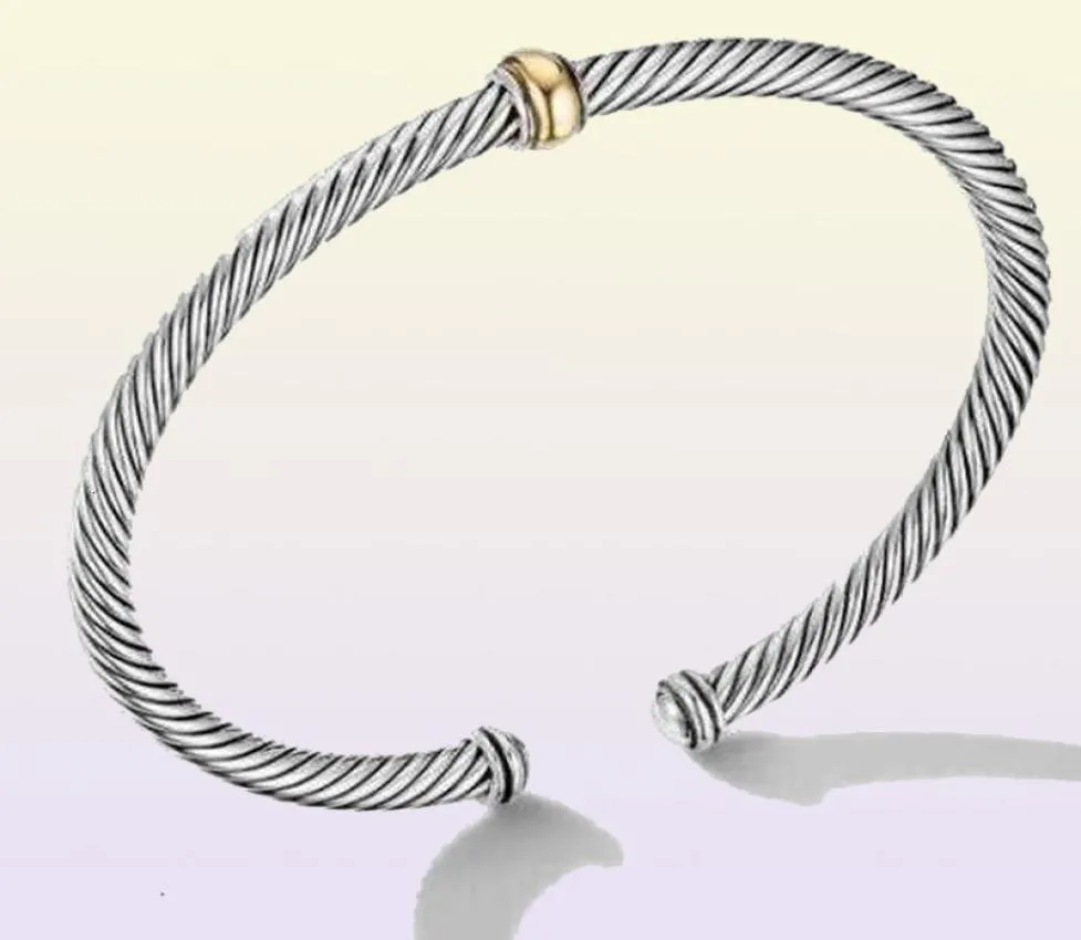 manschett bröllop armband kvinnor kristaller två färg 18k guldpläterad tråd rep enkel öppen kärlek charmed armband 5mm 4mm hip hop design2802763