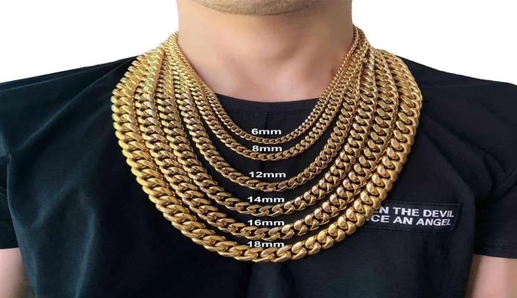 6mm 8mm10mm12mm 14mm 16mm 18 mm Miami Cuba Gold Faucet Stainl Acciaio Necklace282S7914168