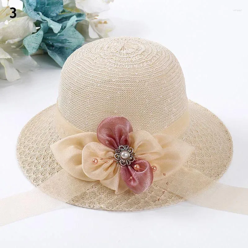 Berets Summer Femme Chapeau Bowknot Ruban large Brim Panama Chapeaux UV Protection Soleil Femelle Sunshade Sunshade Cap