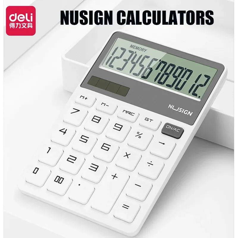 Calculators Deli 12Digit Electronic Calculator Home Office Desktop Calculator Supplies Financial Tools Coin Cell + Solar Calculator