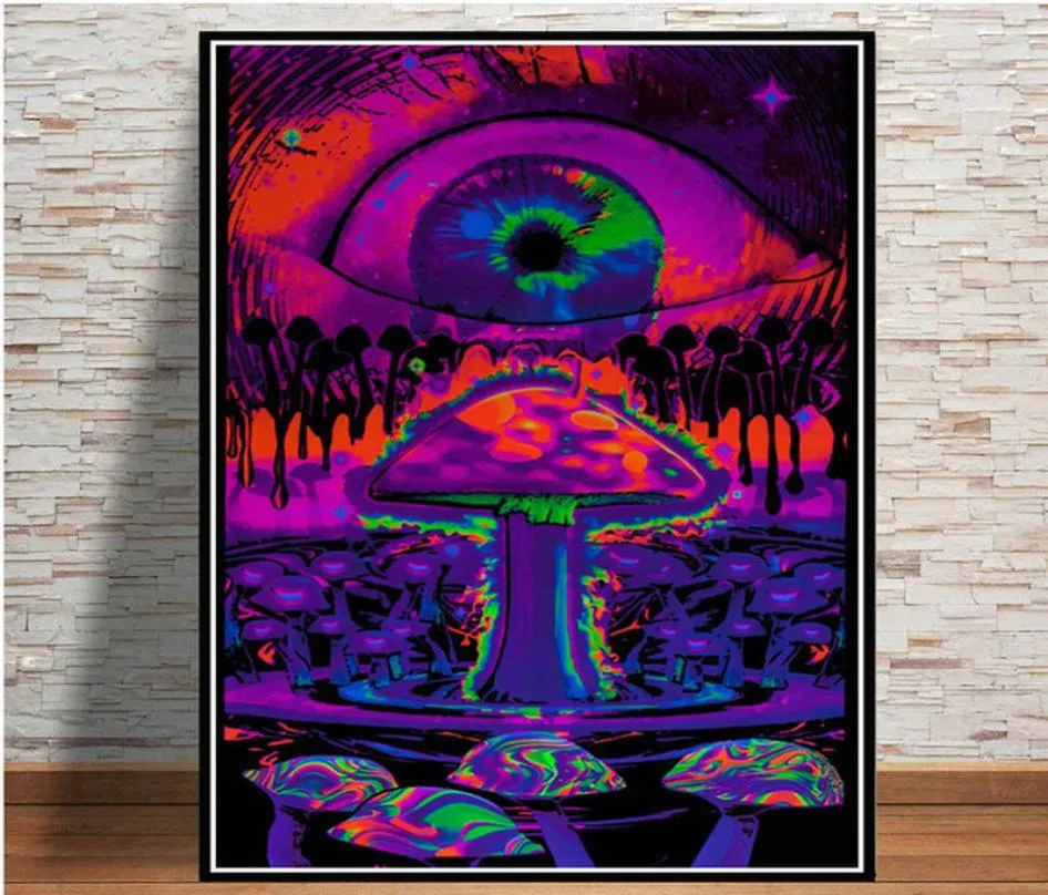 Streszczenie Blacklight Paintings Art Psychodeliczny trippy Plakat Proced Modern Wall Canvas Pictures na ścianę do salonu Wystrój domu 47558891