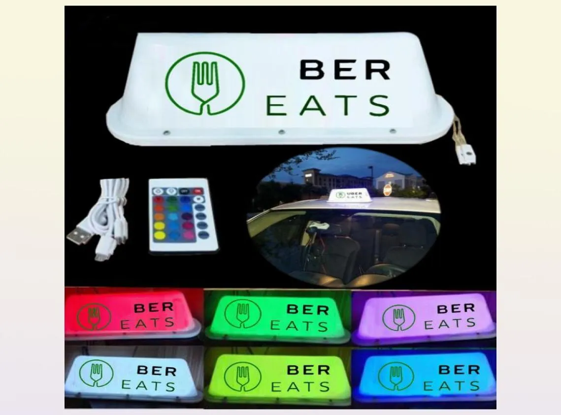 UB Eats Sign Sign Citches de carros sem fio Táxi Tapino Topper Lâmpada de luz LED brilhante para drivers3115132