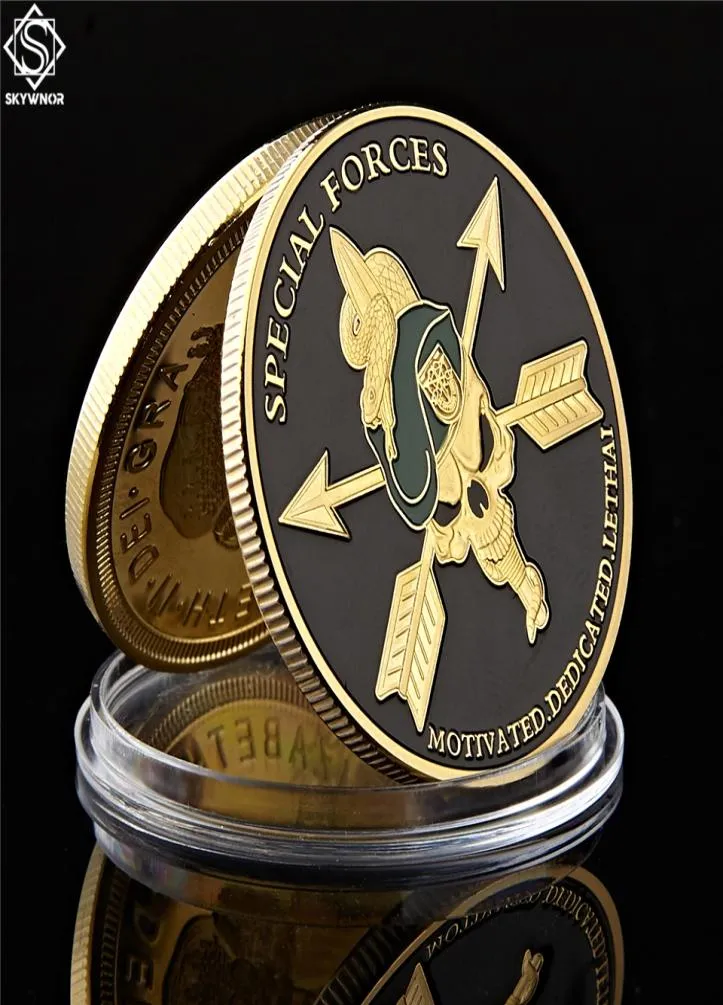 Siły specjalne Armia Stanów Zjednoczonych 1 unz Gold Plated Challenge Monety Green Berets Liberty Collection3818601