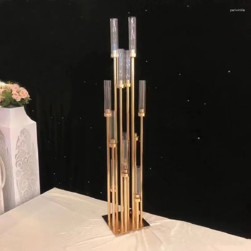 Candle Holders Set Of 10 - Metal Pillar Candlestick For Anniversary Celebrations